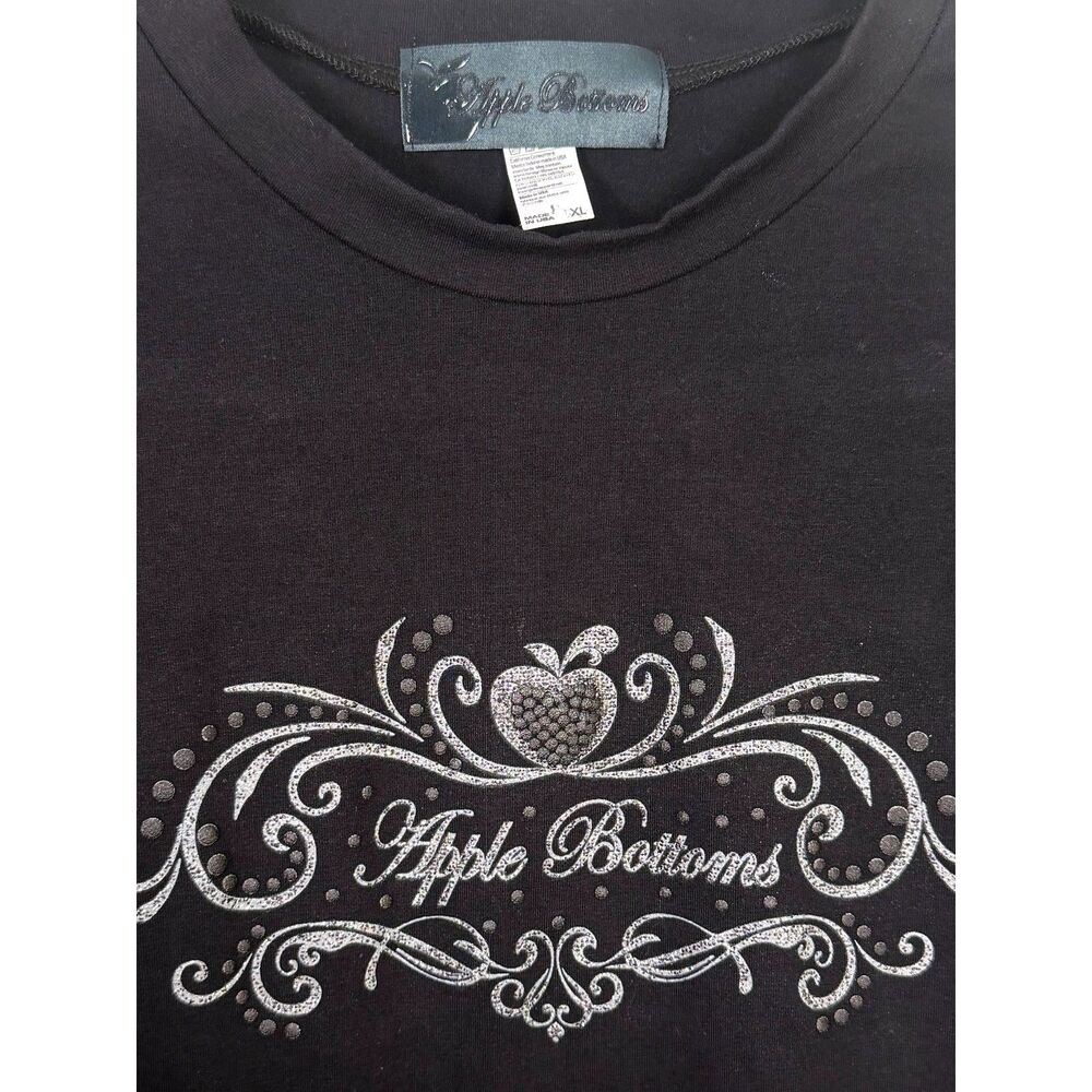 Apple Bottoms Bodysuit Womens XL Black Graphic Y2K NWT Short Sleeve